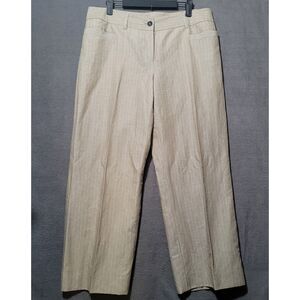 Trixie Plus Lulu NWOT Linen Blend Tan Pin-Stripe Wide Leg Women's 14P
